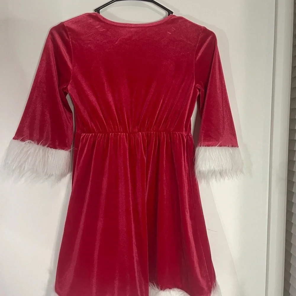 Holiday Time Red Velvet Kids Dress with White Trim